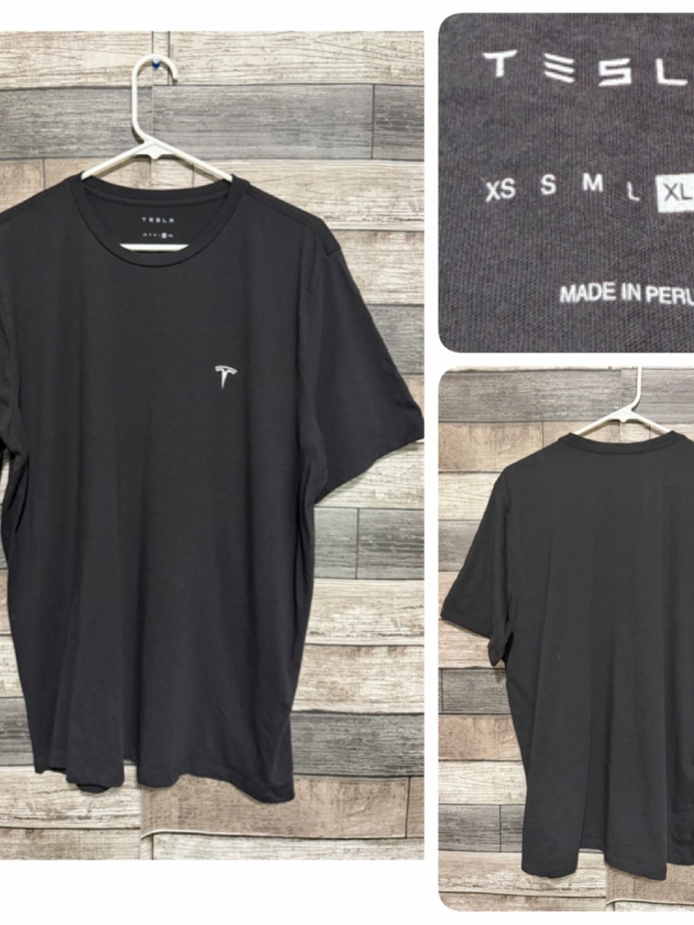 Tesla Embroidered Logo T Shirt Men’s XL Black Short Sleeve 100% Cotton